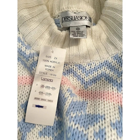 VTG Women’s Chunky Knit Grandma Sweater 80s 90s Snow Bunny NOS Ribbed 2X *Flaw - Picture 3 of 14